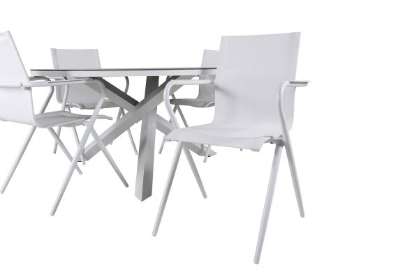 Imagine Copacabana Table ø 140 - Alb/Gri + Scaun de masă Alina - aluminiu alb / Textilene alb_4