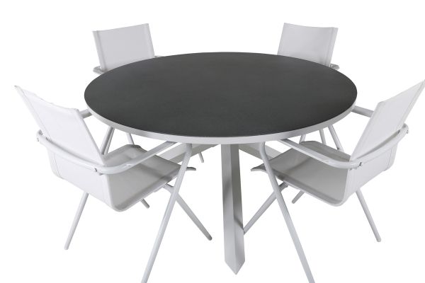 Imagine Copacabana Table ø 140 - Alb/Gri + Scaun de masă Alina - aluminiu alb / Textilene alb_4