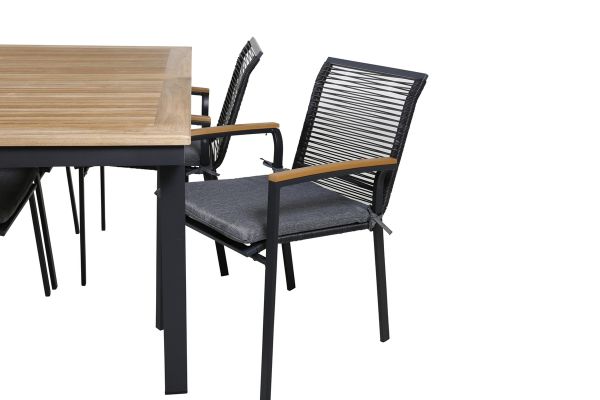 Imagine Vă rugăm să traduceți complet Panama Tabel 152/210 - Negru/Teak+Scaun de Masă Dallas_4