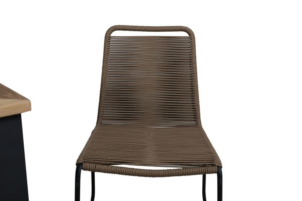 Imagine Panama Table 152/210 - Black/Teak+Lindos Stacking Chair - Black Alu / Latte Rope_4