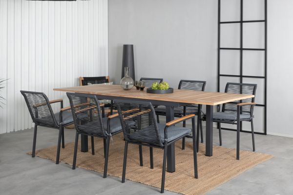 Imagine Panama Table 160/240 - Black/Teak+Dallas Dining Chair_6