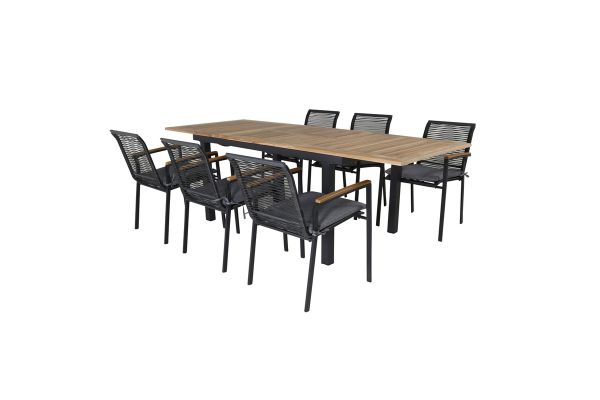 Imagine Panama Table 160/240 - Black/Teak+Dallas Dining Chair_6