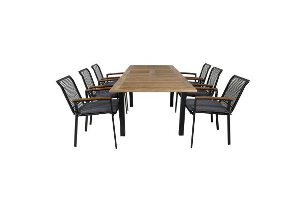 Imagine Panama Table 160/240 - Black/Teak+Dallas Dining Chair_6