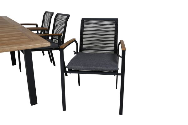 Imagine Panama Table 160/240 - Black/Teak+Dallas Dining Chair_6