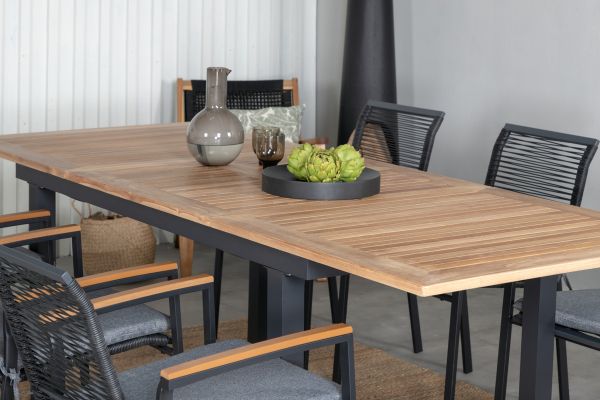 Imagine Panama Table 160/240 - Black/Teak+Dallas Dining Chair_6