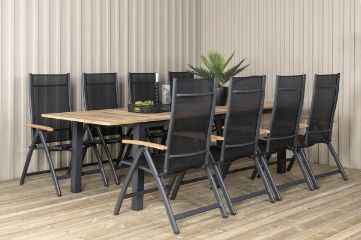 Imagine Panama - Masă - 240/324*100 - Alu/Teak negru + Panama Light Fotel Negru / Negru si Teak_8