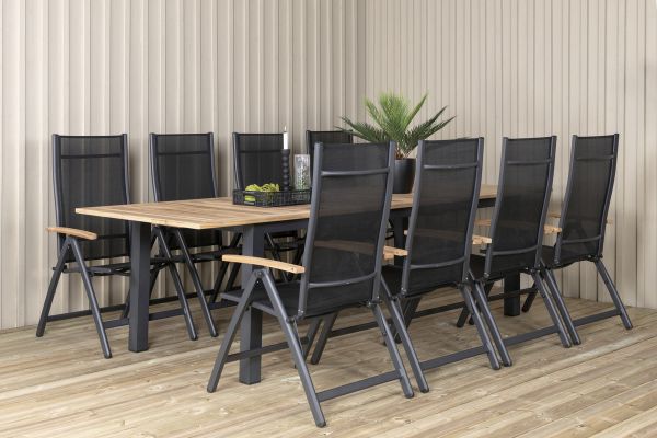 Imagine Panama - Masă - 240/324*100 - Alu/Teak negru + Panama Light Fotel Negru / Negru si Teak_8