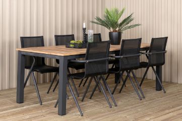 Imagine Vă rugăm să traduceți complet Panama - Masă - 224/324*100 - Alu/Teak+Alina Dining Chair - Alu Negru / Textilene Negru_6