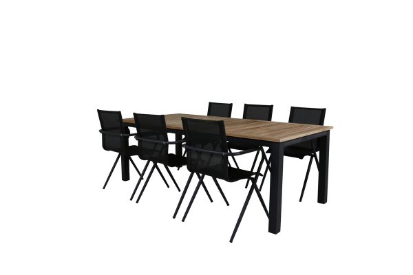 Imagine Vă rugăm să traduceți complet Panama - Masă - 224/324*100 - Alu/Teak+Alina Dining Chair - Alu Negru / Textilene Negru_6