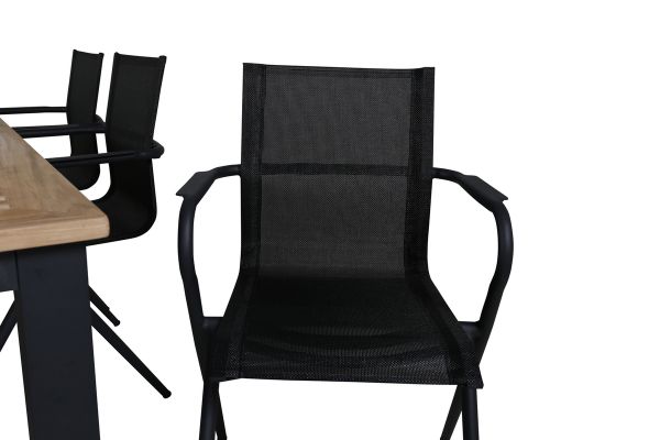 Imagine Vă rugăm să traduceți complet Panama - Masă - 224/324*100 - Alu/Teak+Alina Dining Chair - Alu Negru / Textilene Negru_6