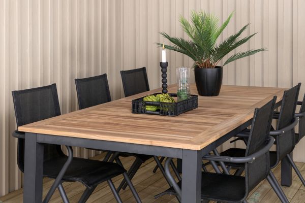 Imagine Vă rugăm să traduceți complet Panama - Masă - 224/324*100 - Alu/Teak+Alina Dining Chair - Alu Negru / Textilene Negru_6