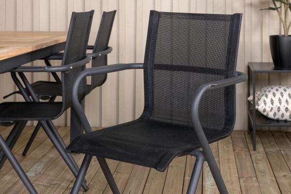 Imagine Vă rugăm să traduceți complet Panama - Masă - 224/324*100 - Alu/Teak+Alina Dining Chair - Alu Negru / Textilene Negru_6