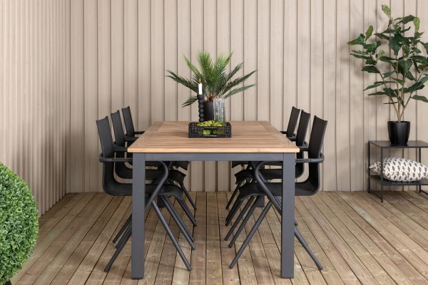 Imagine Vă rugăm să traduceți complet Panama - Masă - 224/324*100 - Alu/Teak+Alina Dining Chair - Alu Negru / Textilene Negru_6