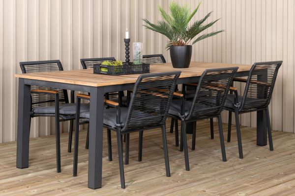 Imagine Panama - Masă - 69,14 - Aluminiu negru/Teak+Scaun de dining Dallas_6