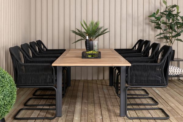 Imagine Panama - Table - 224/324*100 - svart Alu/Teak +Lindos Swing Chair - Black Steel / Black Rope / Grey Cushion _8