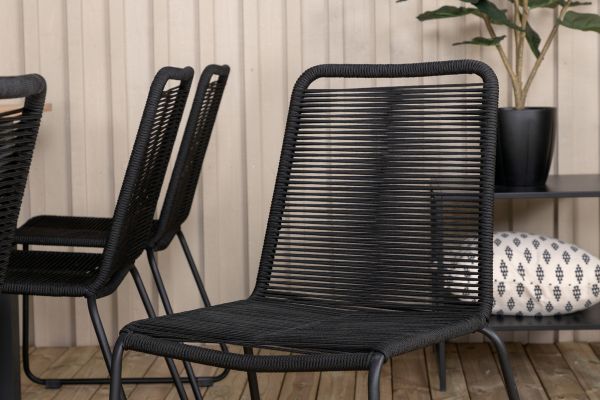 Imagine Panama - Table - 224/324*100 - svart Alu/Teak+Lindos Stacking Chair - Black Alu / Black Rope_8