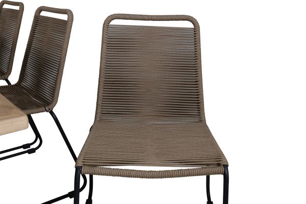 Imagine Panama - Table - 224/324*100 - svart Alu/Teak+Lindos Stacking Chair - Black Alu / Latte Rope_8