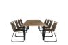 Imagine Panama - Table - 224/324*100 - svart Alu/Teak+Lindos Stacking Chair - Black Alu / Latte Rope_8