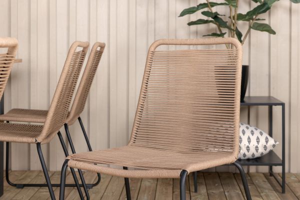 Imagine Panama - Table - 224/324*100 - svart Alu/Teak+Lindos Stacking Chair - Black Alu / Latte Rope_8