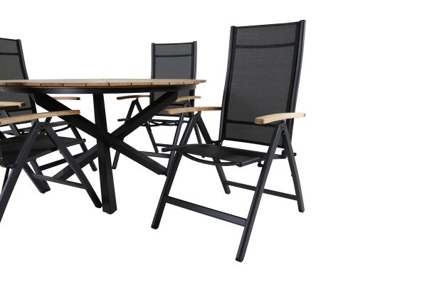 Imagine Masa Mexico ø 140 - Negru/Teak + Scaun Panama Light 5-poziții Negru/Negru și teak_4