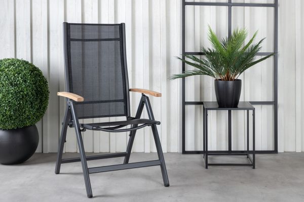 Imagine Masa Mexico ø 140 - Negru/Teak + Scaun Panama Light 5-poziții Negru/Negru și teak_4