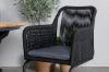 Imagine Masa Mexic ø 140 - Negru/Teak + Scaun Lindos Swing - Otel Negru/Sfoara Neagra/Perne Gri _4