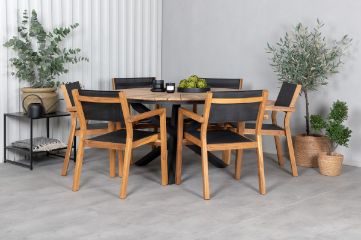 Imagine Vă rugăm să traduceți complet Mesă Mexic ø 140 - Negru / Teak + Scaun stackabil Venice - Teak / Textilene negru_6