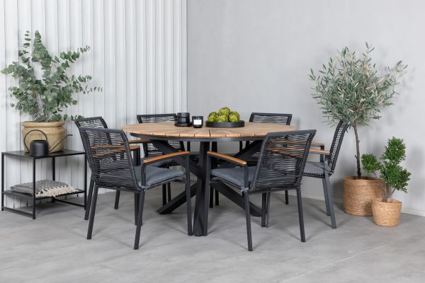 Imagine Masa Mexic ø 140 - Negru/Teak+Scaun de Dining Dallas_6