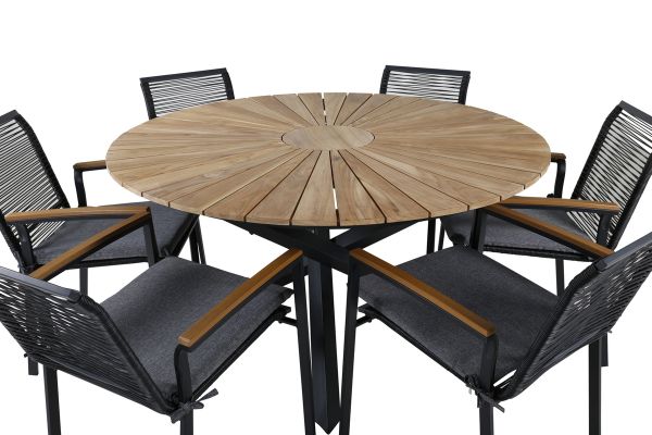 Imagine Masa Mexic ø 140 - Negru/Teak+Scaun de Dining Dallas_6