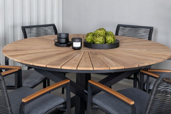 Imagine Masa Mexic ø 140 - Negru/Teak+Scaun de Dining Dallas_6