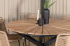 Imagine Mexico Table ø 140 - Black/Teak+Lindos Stacking Chair - Black Alu / Latte Rope_6