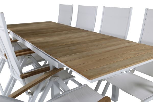 Imagine Masa din Mexic 180/240 - Alb/Teak+ Scaun Panama Light 5-pozitii Alb/alb_8