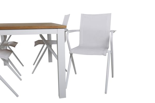 Imagine Panama - Table - 152/210*90 - Vit Alu/Teak+Alina Dining Chair - white Alu / White Textilene_4