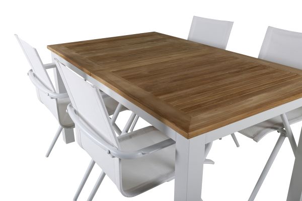 Imagine Panama - Table - 152/210*90 - Vit Alu/Teak+Alina Dining Chair - white Alu / White Textilene_4