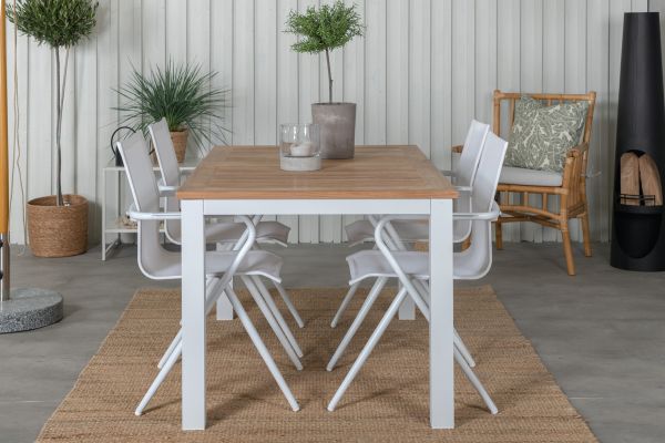 Imagine Panama - Table - 152/210*90 - Vit Alu/Teak+Alina Dining Chair - white Alu / White Textilene_4