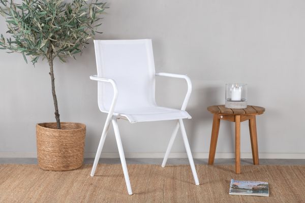 Imagine Panama - Table - 152/210*90 - Vit Alu/Teak+Alina Dining Chair - white Alu / White Textilene_4