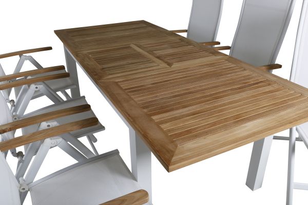 Imagine Panama - Masă - 152/210*90 - Vit Alu/Teak + Scaun Panama Light 5-pozitii Alb / alb_6