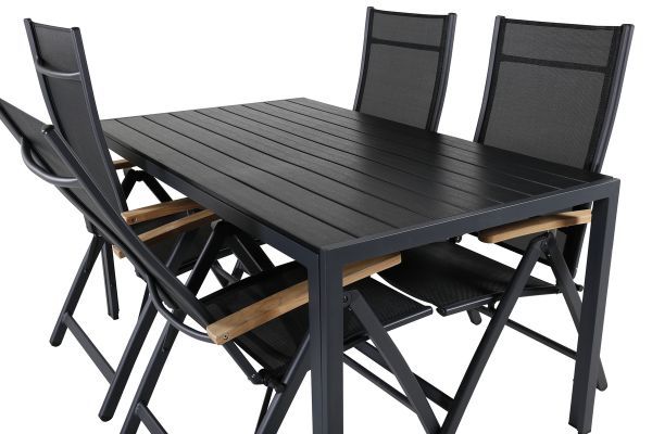 Imagine Masa de picnic 150*90 - Negru/Negru+5 scaune pliante Panama Light Negru / Negru și teak_4