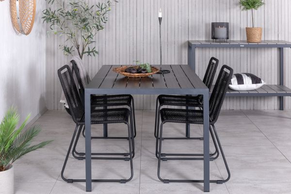 Imagine Rupt Masa 150*90 - Negru / Negru + Scaun Stivuitor Lindos - Aluminiu Negru / Cord Negru_4