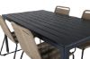 Imagine Please fully translate Break Table 150*90 - Black/Black+Lindos Stacking Chair - Black Alu / Latte Rope_4