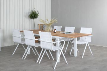 Imagine Panama Table 160/240 - White/Teak+Alina Dining Chair - white Alu / White Textilene_6