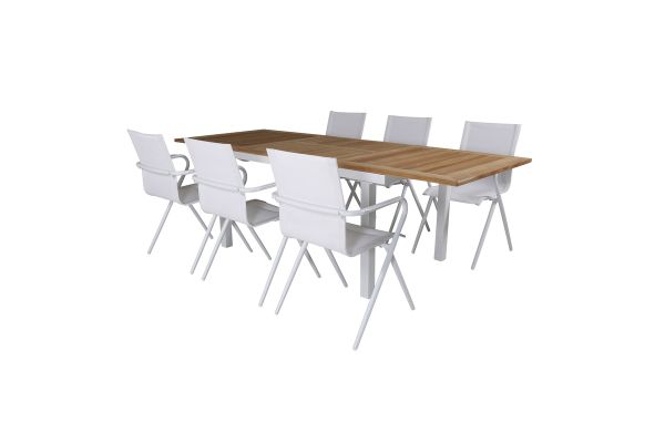 Imagine Panama Table 160/240 - White/Teak+Alina Dining Chair - white Alu / White Textilene_6