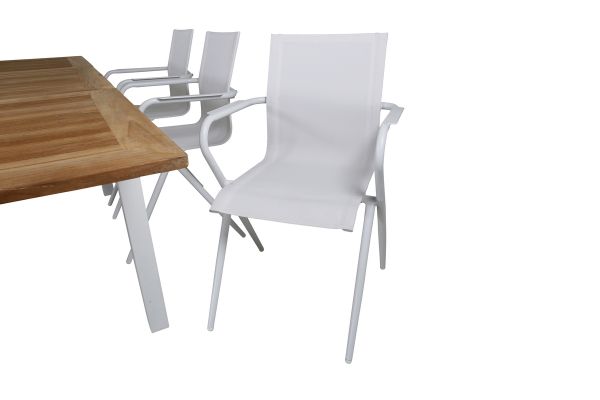 Imagine Panama Table 160/240 - White/Teak+Alina Dining Chair - white Alu / White Textilene_6