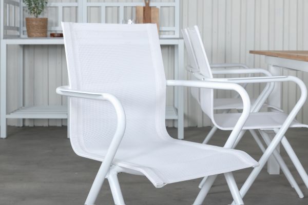 Imagine Panama Table 160/240 - White/Teak+Alina Dining Chair - white Alu / White Textilene_6