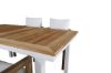 Imagine Panama Masă 160/240 - Alb/Teak+ Scaun de dining Erica-acacia wire brushed/alb cu pernă_4