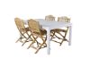 Imagine Tabela de dining Marbella 160/240 - Alb/Alb+Cane Scaun pliabil pentru dining - Bambus/Perne gri_4