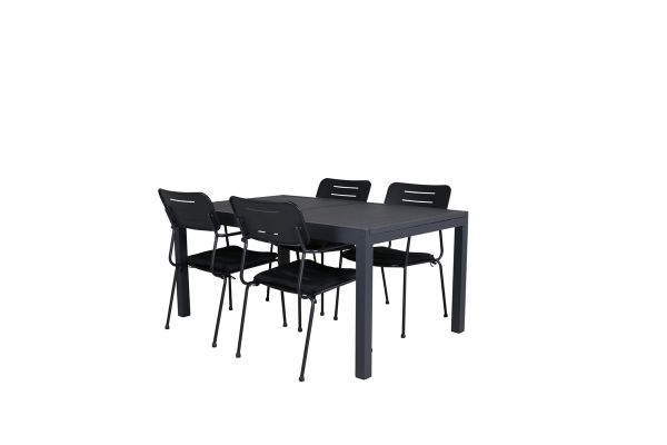 Imagine Marbella Table 160/240 - Black/Black+Nicke Dining chair w. armrest - Black Steel_4