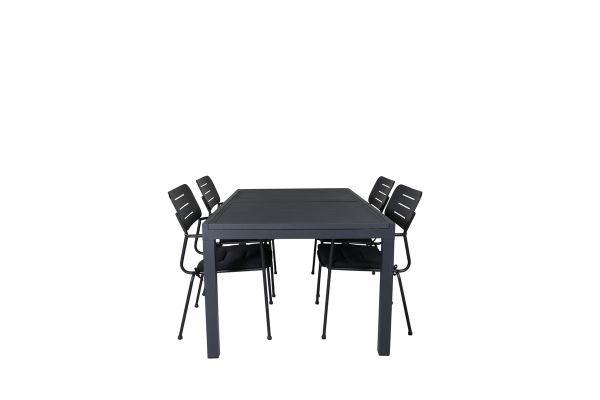 Imagine Marbella Table 160/240 - Black/Black+Nicke Dining chair w. armrest - Black Steel_4