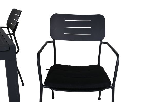 Imagine Marbella Table 160/240 - Black/Black+Nicke Dining chair w. armrest - Black Steel_4