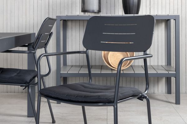 Imagine Marbella Table 160/240 - Black/Black+Nicke Dining chair w. armrest - Black Steel_4